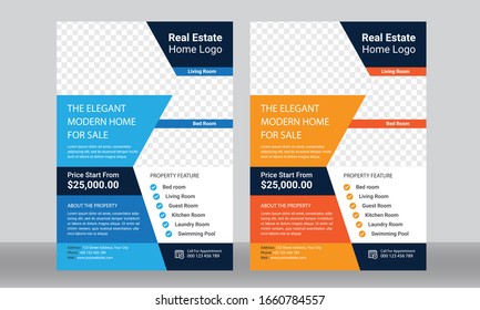 Real Estate flyer Design template . Saving money to buy a house. Layout in A4 size