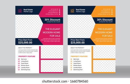 Real Estate flyer Design template . Saving money to buy a house. Layout in A4 size