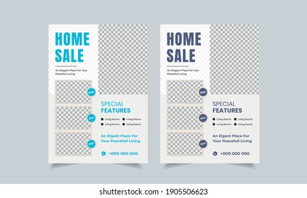 Real estate flyer design template, creative home for sale flyer, color a4 print ready flyer