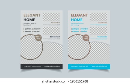 Plantilla de diseño de volante inmobiliario, volante creativo de casa para la venta, flyer color a4 listo para impresión