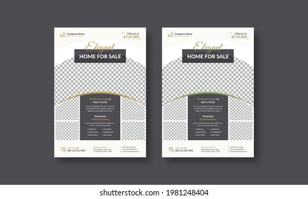 Real Estate Flyer Design Template, 2 color variation vector in A4 size