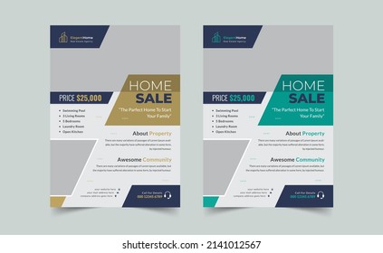 Real estate flyer design template, Real Estate Home Sale Flyer, creative home for sale flyer, color a4 print ready flyer