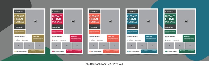Real Estate Flyer Design Template. Modern Design. Multi Color Option. Fully Editable Vector. Print Ready.