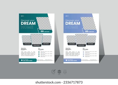 plantilla de diseño de volante inmobiliario con diferente variación de color
