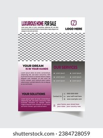 Real estate flyer design template, property sale flyer, home sale leaflet vector file
