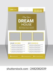 Real estate flyer design template for house on sale simple creative flyer in vector
