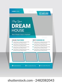 Real estate flyer design template for house on sale simple creative flyer in vector
