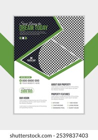 Modelo de design de panfleto imobiliário Modern House For Sale Flyer, modelo de folheto proprietário, modelo de folheto a4