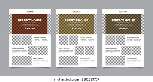 Real Estate Flyer Design Vector Layout Background, Brochure Cover Design, Real Estate Pamphlet Vector Illustration Template in A4 Size, Real Estate Leaflet Poster Creative Design Layout