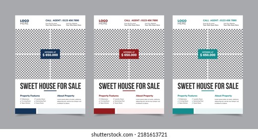 Real Estate Flyer Design Vector Layout Background, Brochure Cover Design, Real Estate Pamphlet Vector Illustration Template in A4 Size, Real Estate Leaflet Poster Creative Design Layout