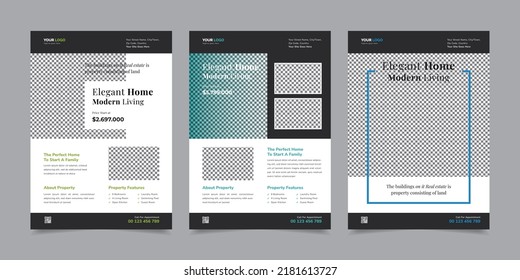 Real Estate Flyer Design Vector Layout Background, Brochure Cover Design, Real Estate Pamphlet Vector Illustration Template in A4 Size, Real Estate Leaflet Poster Creative Design Layout