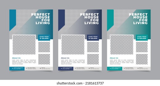 Real Estate Flyer Design Vector Layout Background, Brochure Cover Design, Real Estate Pamphlet Vector Illustration Template in A4 Size, Real Estate Leaflet Poster Creative Design Layout