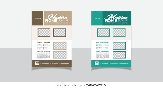 Real Estate Flyer Layout with Design Template Set.