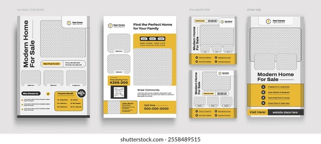 Real estate flyer poster, social media and story bundle template design