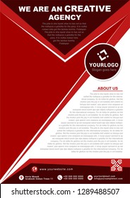 Real estate flyer red template. Vector illustration.