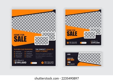 Real Estate Flyer Social Media Post And Cover Banner Set