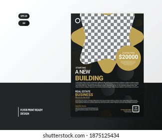 Real Estate Flyer Template flyer A4 with space for a photo. Black flyer.