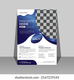 Real Estate Flyer Template in A4. Can be adapt to Brochure, Annual Report, Magazine,Poster, Business Presentation, Portfolio, Flyer, Banner, Website.Trendy minimalist flat organic design.