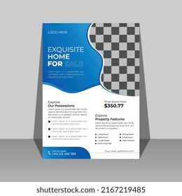 Real Estate Flyer Template in A4. Can be adapt to Brochure, Annual Report, Magazine,Poster, Business Presentation, Portfolio, Flyer, Banner, Website.Trendy minimalist flat organic design.
