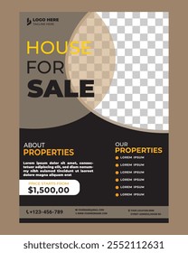 Real Estate Flyer Template. Clean, professional, readable flyer template with a large image in the background and framed spots for a person photo and thumbnails. A4 210×297 (5mm bleeds) 300 DPI CMYK