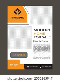 Real Estate Flyer Template. Clean, professional, readable flyer template with a large image in the background and framed spots for a person photo and thumbnails. A4 210×297 (5mm bleeds) 300 DPI CMYK