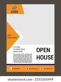 Real Estate Flyer Template. Clean, professional, readable flyer template with a large image in the background and framed spots for a person photo and thumbnails. A4 210×297 (5mm bleeds) 300 DPI CMYK