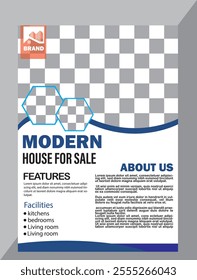 Real Estate Flyer Template. Clean, professional, readable flyer template with a large image in the background and framed spots for a person photo and thumbnails. A4 210×297 (5mm bleeds) 300 DPI CMYK