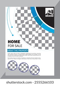 Real Estate Flyer Template. Clean, professional, readable flyer template with a large image in the background and framed spots for a person photo and thumbnails. A4 210×297 (5mm bleeds) 300 DPI CMYK