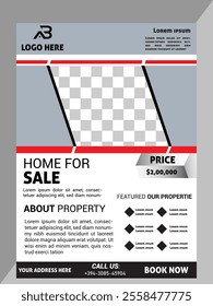 Real Estate Flyer Template. Clean, professional, readable flyer template with a large image in the background and framed spots for a person photo and thumbnails. A4 210×297 (5mm bleeds) 300 DPI CMYK