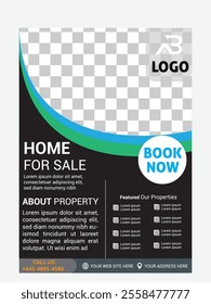 Real Estate Flyer Template. Clean, professional, readable flyer template with a large image in the background and framed spots for a person photo and thumbnails. A4 210×297 (5mm bleeds) 300 DPI CMYK