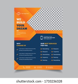 Real Estate Flyer Template Design, Corporate Flyer Design, Leaflets, Flyer Design, Cover Book Design and A4 Magazine, Construction flyer, Post Card, Annual Report, Rack Card Vector illustration, 