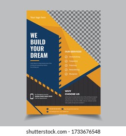 Real Estate Flyer Template Design, Corporate Flyer Design, Leaflets, Cover Book Design and A4 Magazine, Construction flyer, Post Card, Annual Report, Rack Card Vector illustration, 