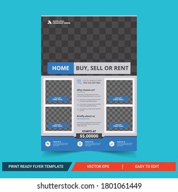 Real Estate flyer template Design. A4 size flyer template.Business cover, poster, leaflet.