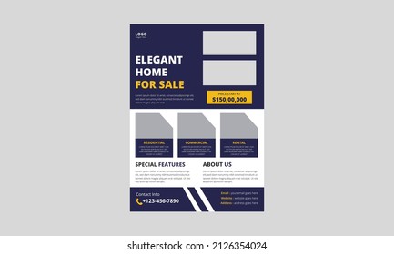 Real Estate Flyer Template Design, Corporate Real Estate Template, Unique Flyer Leaflet Design, Modern Home Sale flyer, Cover, A4 Size, brochure design, poster, print- ready