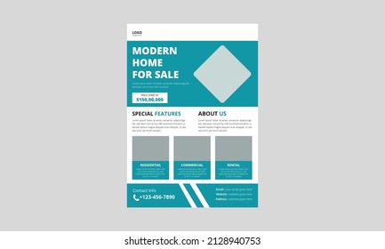 Real Estate Flyer Template Design, Corporate Real Estate Template, Unique Flyer Leaflet Design, Modern Home Sale flyer, Cover, A4 Size, brochure design, poster, print ready