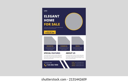 Real Estate Flyer Template Design, Corporate Real Estate Template, Unique Flyer Leaflet Design, Modern Home Sale flyer, Cover, A4 Size, brochure design, poster, print ready svg