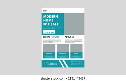 Real Estate Flyer Template Design, Corporate Real Estate Template, Unique Flyer Leaflet Design, Modern Home Sale flyer, Cover, A4 Size, brochure design, poster, print ready
