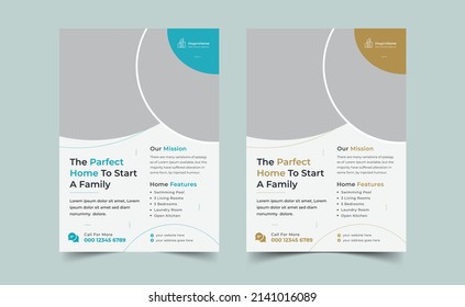 Real Estate Flyer Template Design Vector Layout, Flyer Design Template. Professional Brochure. Real Estate Poster Vector, 2 color variation template