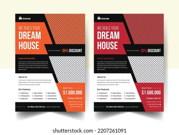 Real Estate Flyer Template Design Layout, Home For Sale Flyer, House Flyer, Property Vector Flyer Design