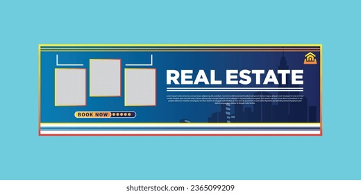 Vorlage für Immobilien-Flyer, Vorlage für bunte Immobilien in Unternehmen, einheitliches Design für den Flyer, Vektorflyer, Vorlage für Druckvorlagen;