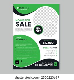 Real estate flyer template design and home sale banner layout design