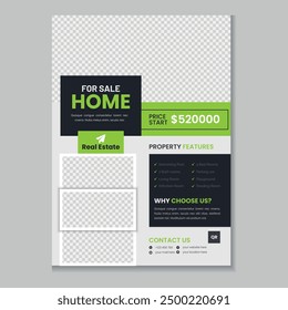 Real estate flyer template design and home sale banner layout design