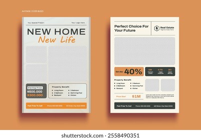 Real Estate Flyer template design and home sale poster theme