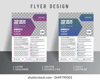 Diseño de Plantilla de folletos inmobiliarios, diseño de folleto Corporativa moderno para la promoción de propiedades.