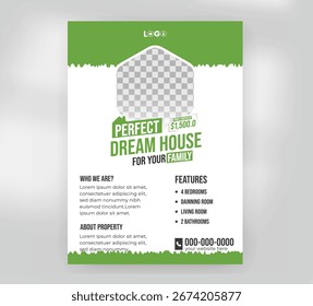 Immobilien Flyer Template Design für Dream House und Property Promotion
