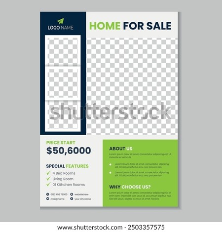 Real estate flyer template design and home sale banner layout design