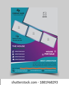 Real Estate Flyer Template EPS Vector File. Red And Blue Color. Real Estate poster advertising design template.  