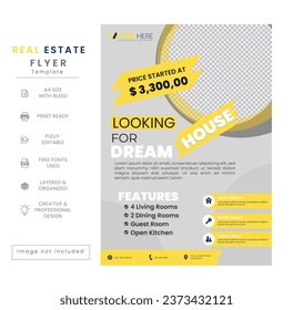 real estate flyer template, house property flyer poster template