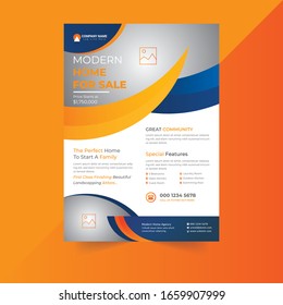 Plantilla de viajero inmobiliario, Diseño del viajero interior , Diseño de póster inmobiliario y portada del folleto