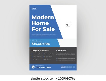 Real estate flyer template. Real estate property flyer poster leaflet template design.